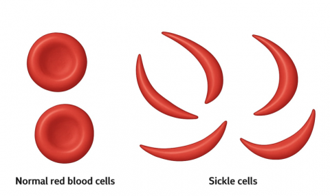 Sickle cell normal red blood cells